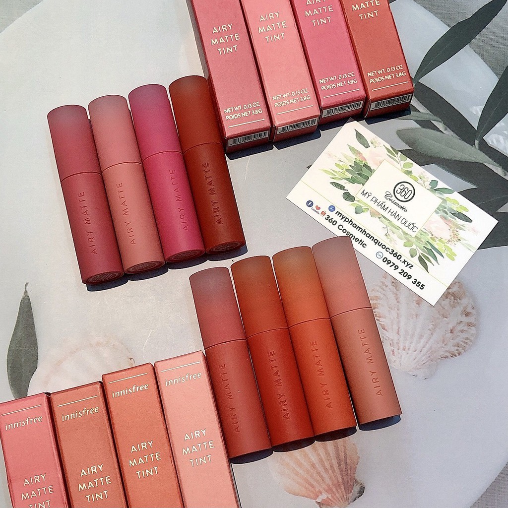 Son Kem lì siêu nhẹ siêu mịn môi Innisfree Airy Matte Tint 3.8g