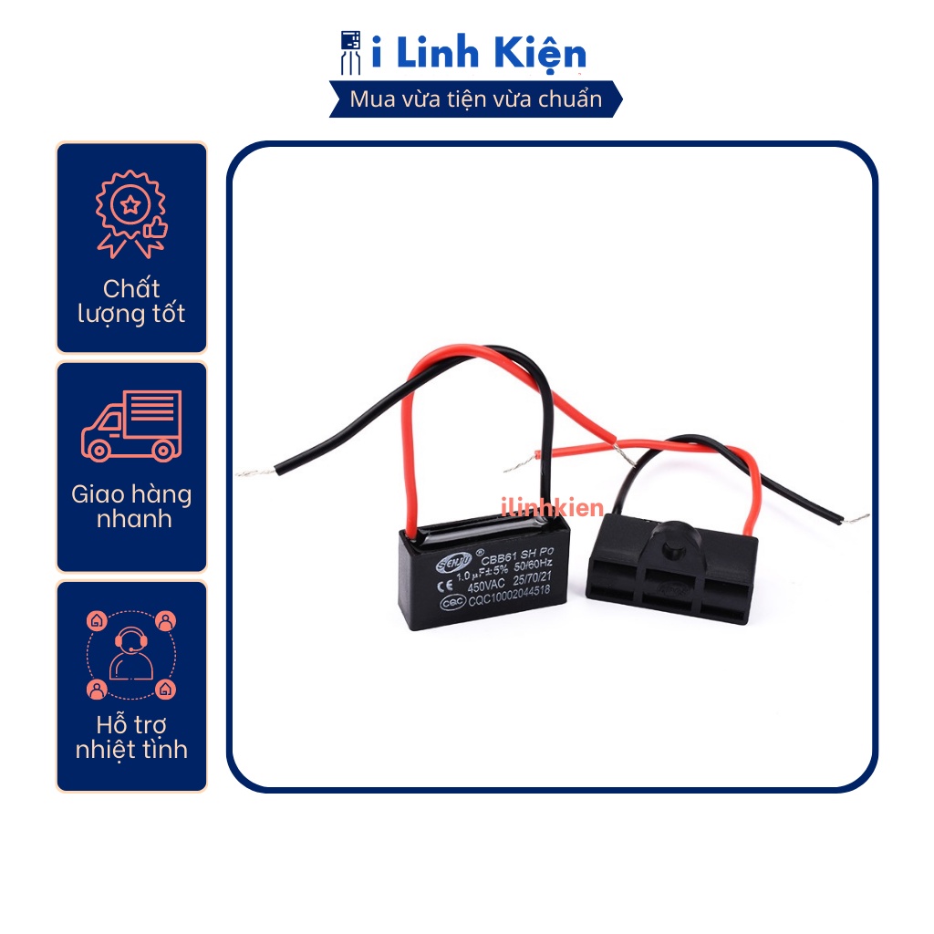 Tụ quạt 1uF-8uF dây SENJU CBB61 loại tốt