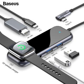 Hub Baseus chuyển đổi cổng loại C sang HDMI RJ45 USB 3.0 kèm sạc không dây