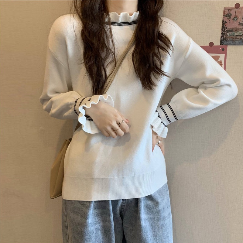 Áo len ZHELIHANGFEI tay dài cổ lọ phong cách phương Tây thời trang cho nữ