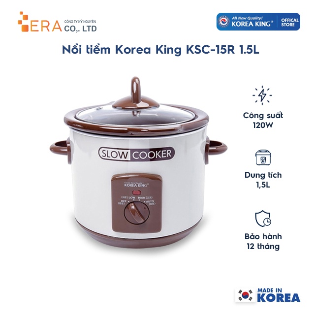 Nồi tiềm Korea King KSC-15R 1.5L (Trắng phối nâu)