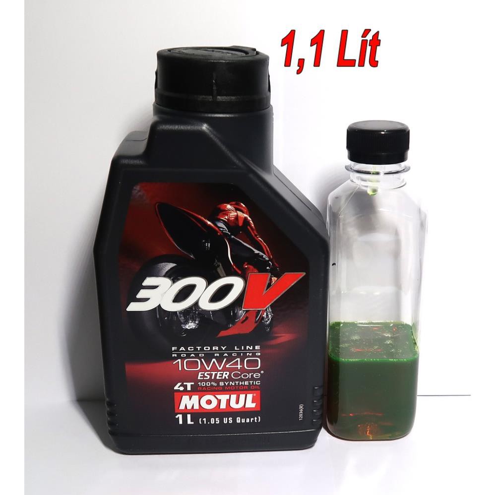 1,1L Nhớt Motul 300V 10W40 Tem 3 Lớp Cao Cấp Cho Exciter, Winner, Sonic, ...