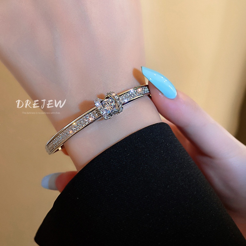DREJEW Vòng đeo tay đính đá kim cương thời trang Hàn Quốc cho nữ
