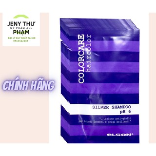 【Chính Hãng】,【Siêu Rẻ 】Dầu Gội Tím khử vàng Elgon Silver Shampoo PH6 giữ bền màu tóc khói xám bạch kim gói 10 ML