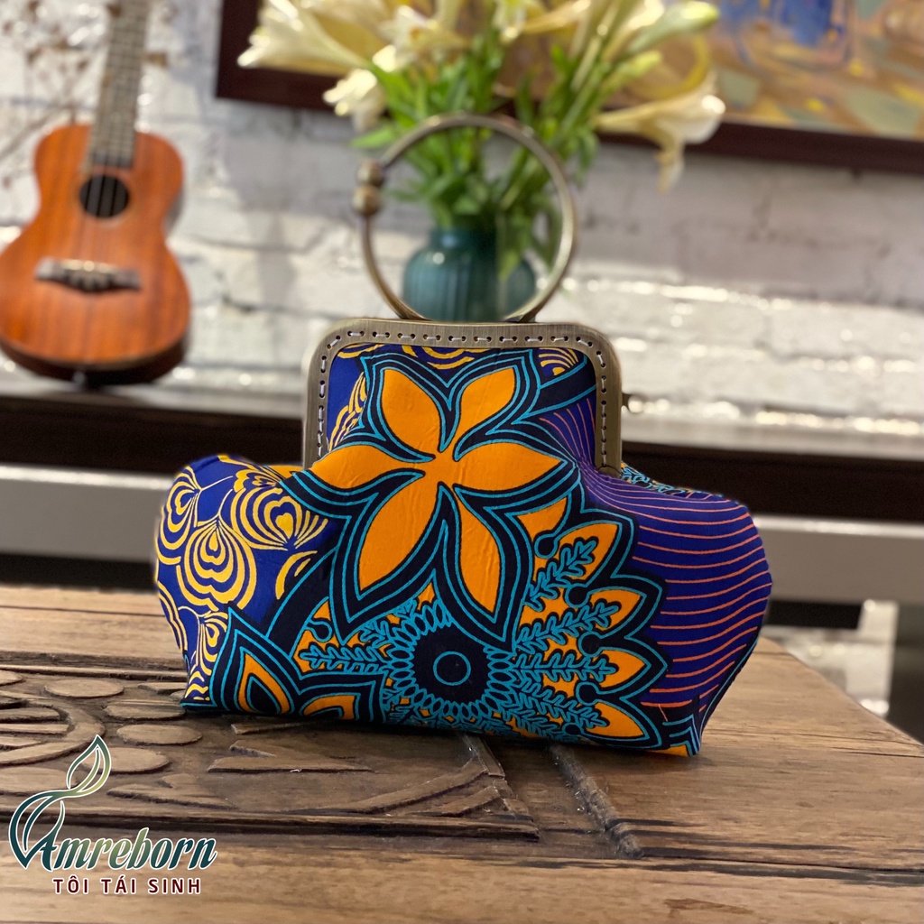 Combo túi xách guốc mộc tân thời, handmade, phong cách vintage, họa tiết vải đa sắc độc đáo