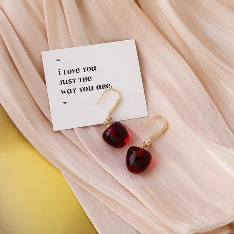 Bông Tai Kim Cương Hình Trái Cherry Xinh Xắn