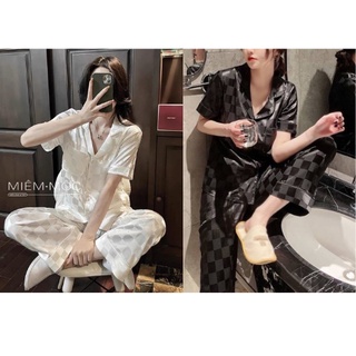 Pijama lụa, bộ mặc nhà nữ ,đồ ngủ thiết kế thời trang cao cấp chất liệu lụa  gấm mềm mịn,đồ mặc nhà siêu xinh