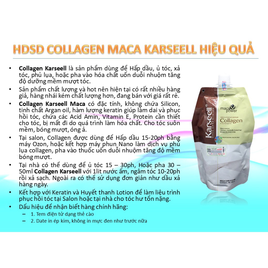 Hấp Tóc Phục Hồi Siêu Mềm Mượt Karseell maca Collagen 500ml | BigBuy360 - bigbuy360.vn