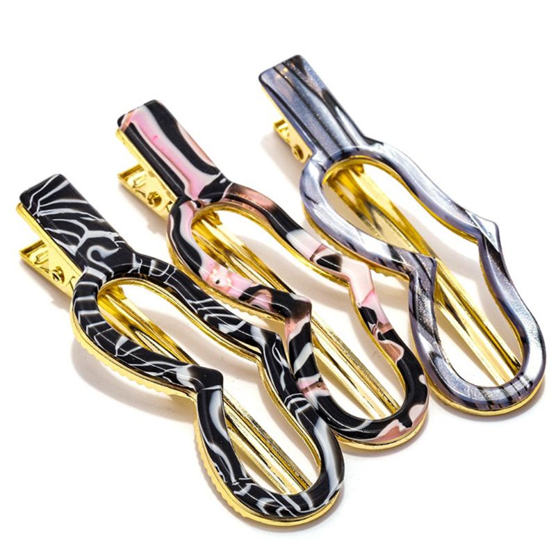 Kẹp Tóc Mỏ Vịt Hình Học Họa Tiết Da Báo / Trái Tim Màu Hổ Phách Phong Cách Hàn Quốc Cổ Điển