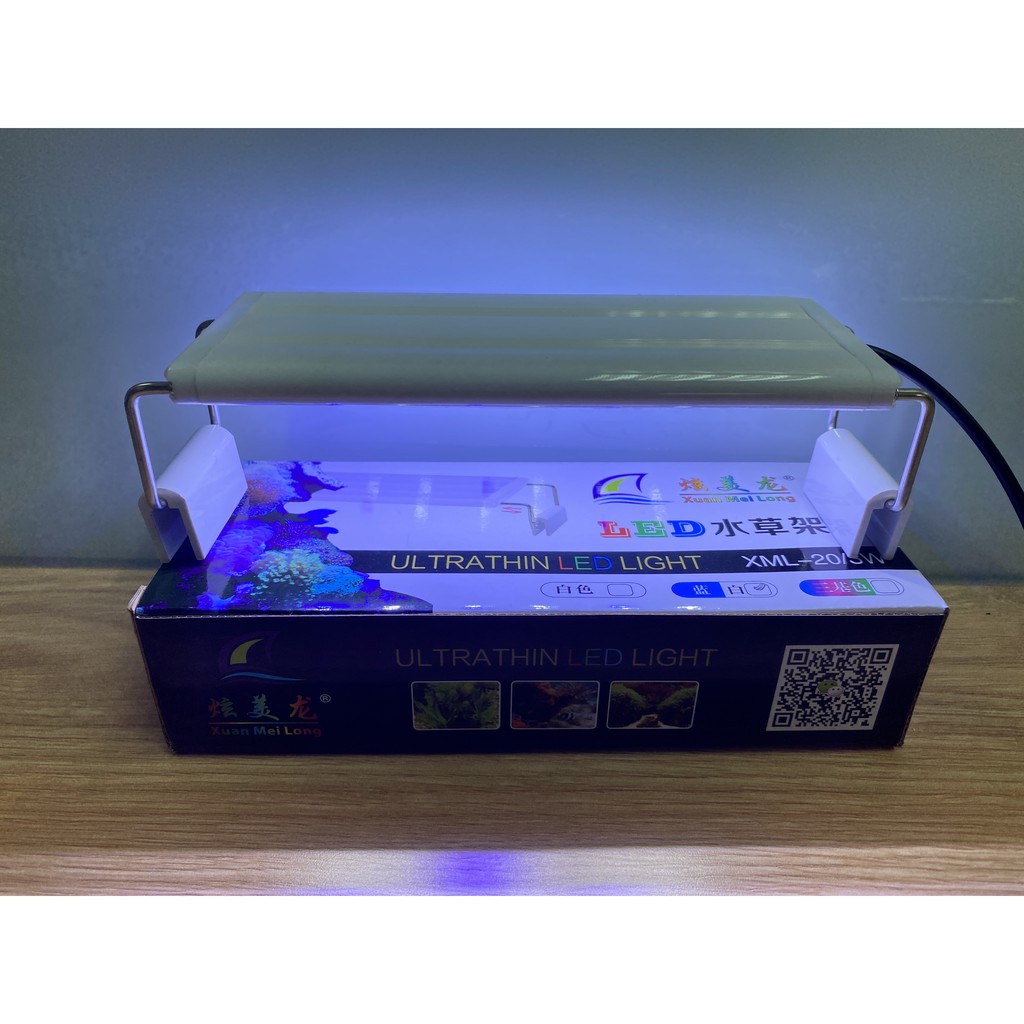 Đèn LED Thủy sinh SIÊU SÁNG Xuan Mei Long 2 dãy TRẮNG hoặc TRẮNG - XANH, cho hồ cá size 20 - 30 cm. ĐÈN LED CAO CẤP TS.