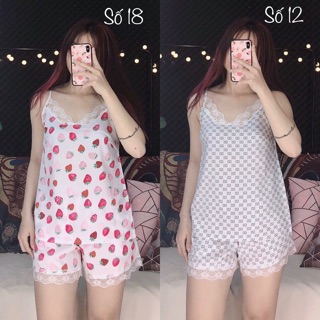 ( Freesize Dây ) Đồ Bộ Lụa Dây Đùi