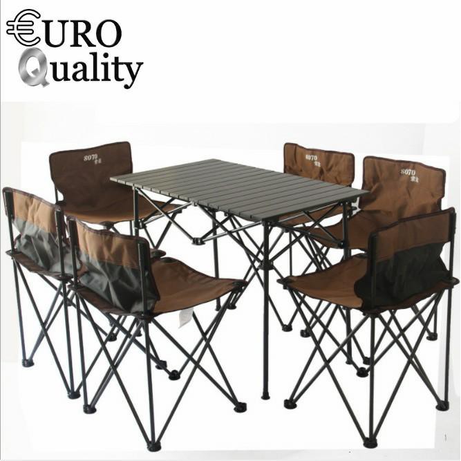 [Euro Quality] Bộ bàn ghế xếp gọn du lịch, sân vườn Euro Quality (Brown Coffee) (Bộ 6 ghế)