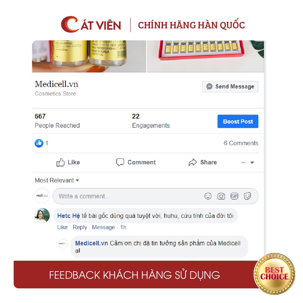 Tế bào gốc serum cá hồi Medicell, dưỡng ẩm làm trắng da mờ thâm sạm, tái tạo sẹo mụn Plantex Extra Salmon - Lọ 6ml | BigBuy360 - bigbuy360.vn