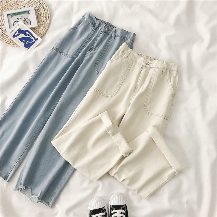 Quần Jeans mỏng ống suông phối lưng chun (9-15 ngày có hàng) | BigBuy360 - bigbuy360.vn