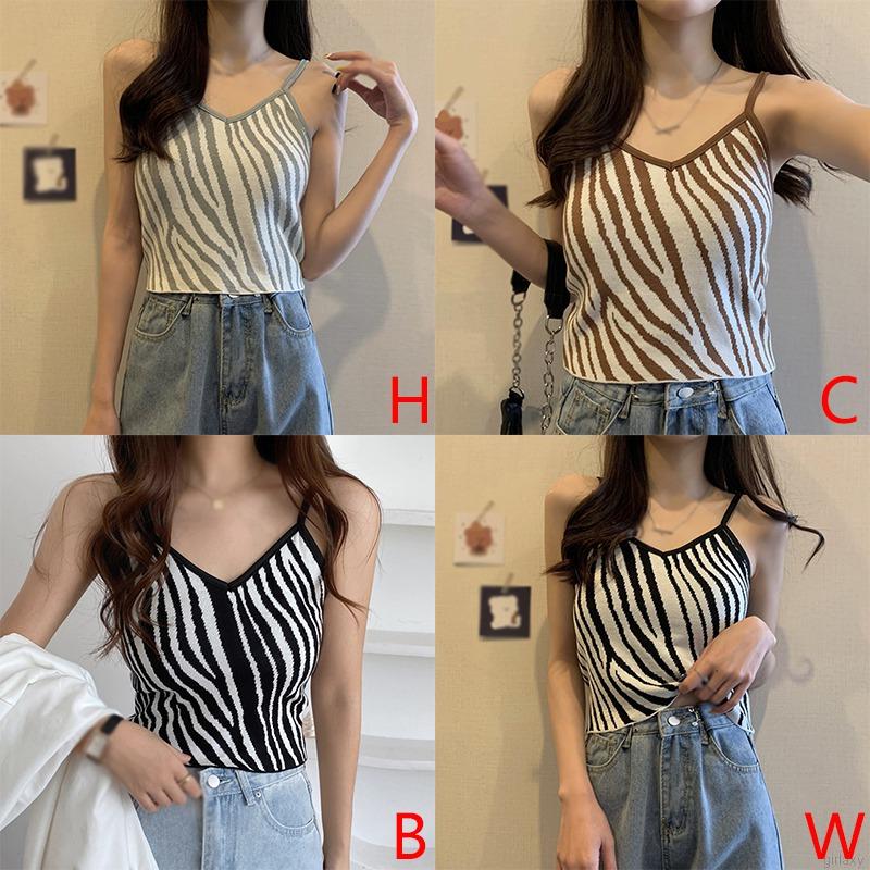 Áo Croptop Sát Nách Hoạ Tiết Ngựa Vằn Phong Cách Hàn Quốc