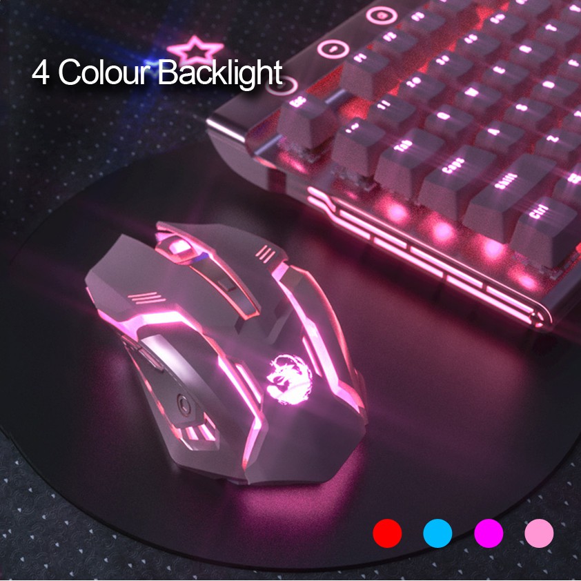 Chuột không dây máy tính cơ Gaming màu hồng con LED chống ồn dễ thương có đèn cho nữ chơi game thủ chuột có dây gamming ko dây silent chuộc vi tính Pink wireless Bluetooth Mouse blutooth PC laptop