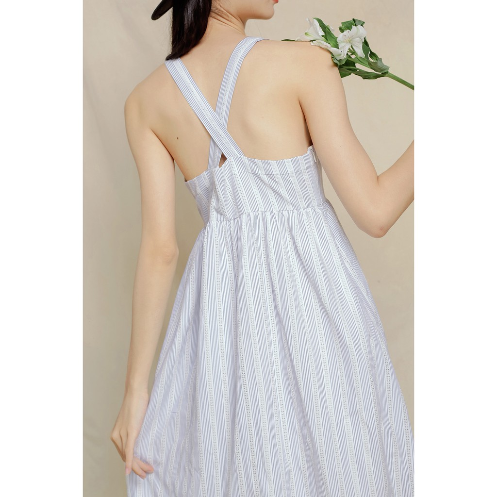 DOTTIE - Đầm dài cúp ngực hai dây nữ trắng xanh D0153 | BigBuy360 - bigbuy360.vn