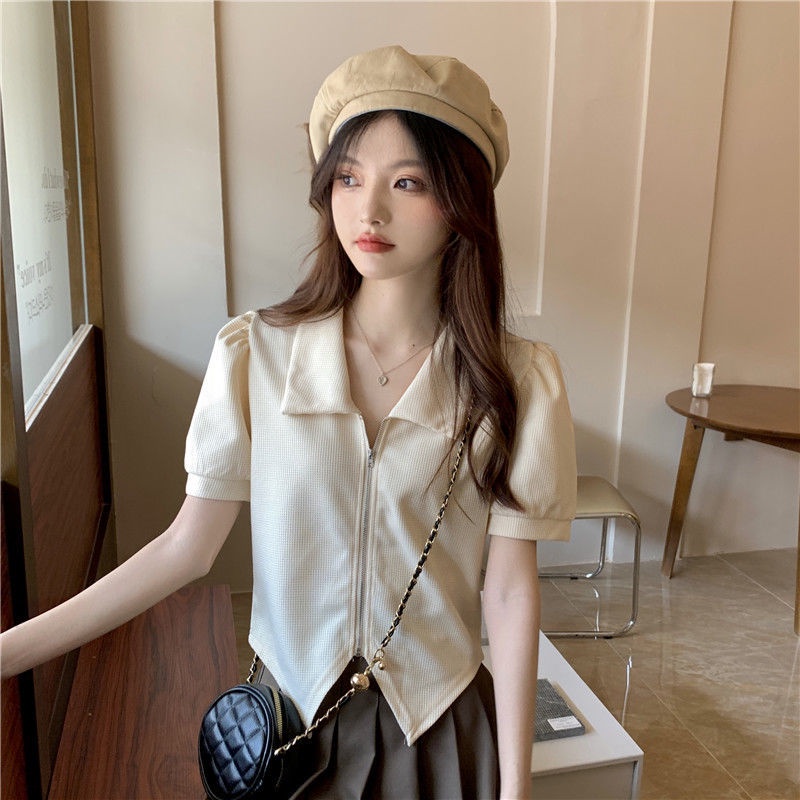 Set Áo Khoác Có Khóa Kéo Và Chân Váy Xếp Ly Lưng Cao Thời Trang Cho Nữ