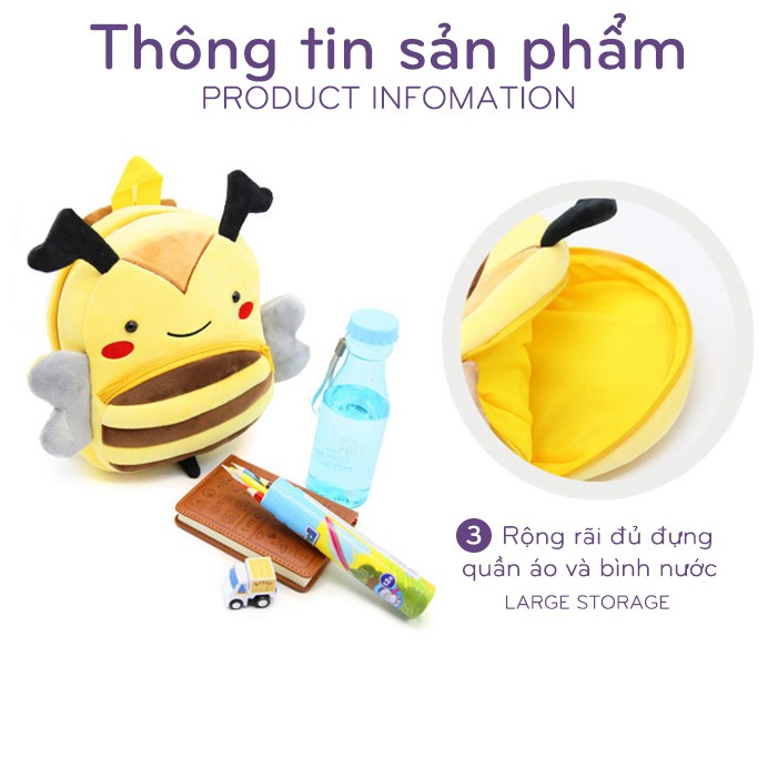 Balo cho bé đi học mẫu giáo KAKOO ba lô hình thú đáng yêu chất nỉ mềm mại