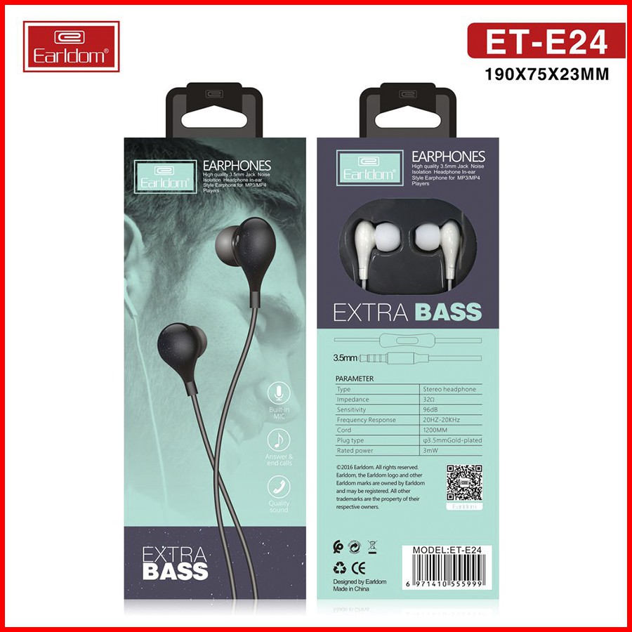 [Nghe là ghiền] Tai nghe Earldom ET-E24 Extra Bass chính hãng