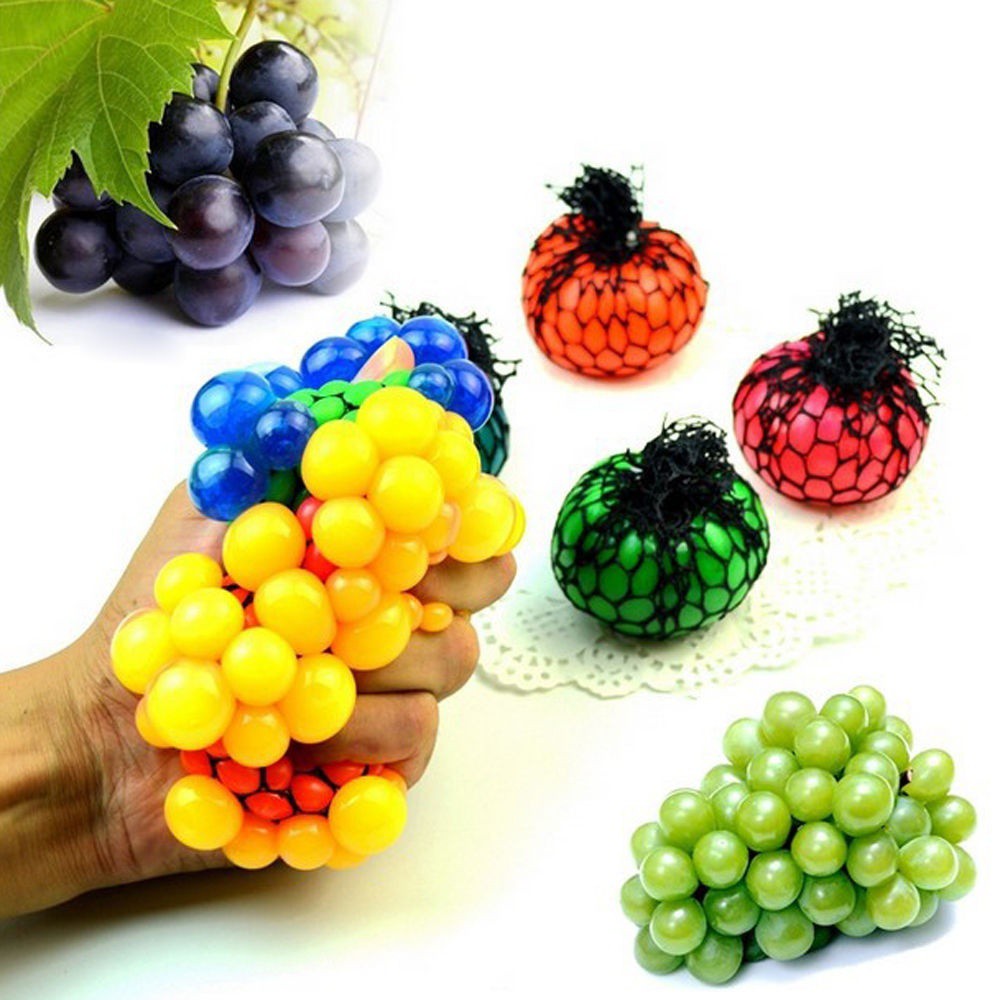 Squishy Mesh Ball Grape Squeeze Toy Gag Gift Novelty in Sensory Fruity Kid Play