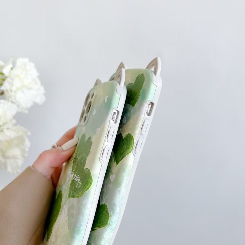 Ốp Điện Thoại Dẻo Họa Tiết Chiếc Sừng Xanh Lá Xinh Xắn Cho Iphone 12 pro max 11 pro max xs max xr x 13proamx plus