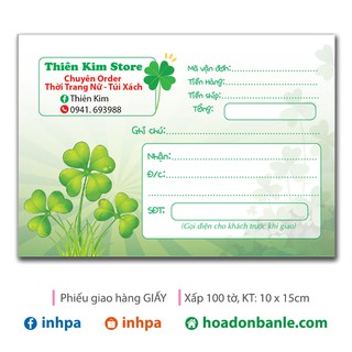 Phiếu ship hàng Cỏ bốn lá may mắn 400 tờ