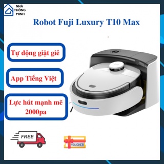 Robot hút bụi lau nhà fuji luxury t10 max - robot tự giặt giẻ lau, app tiếng việt