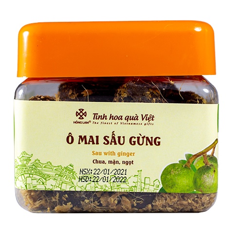Ô mai  Sấu Gừng Hồng Lam - Vị chua mặn ngọt gừng - Hộp