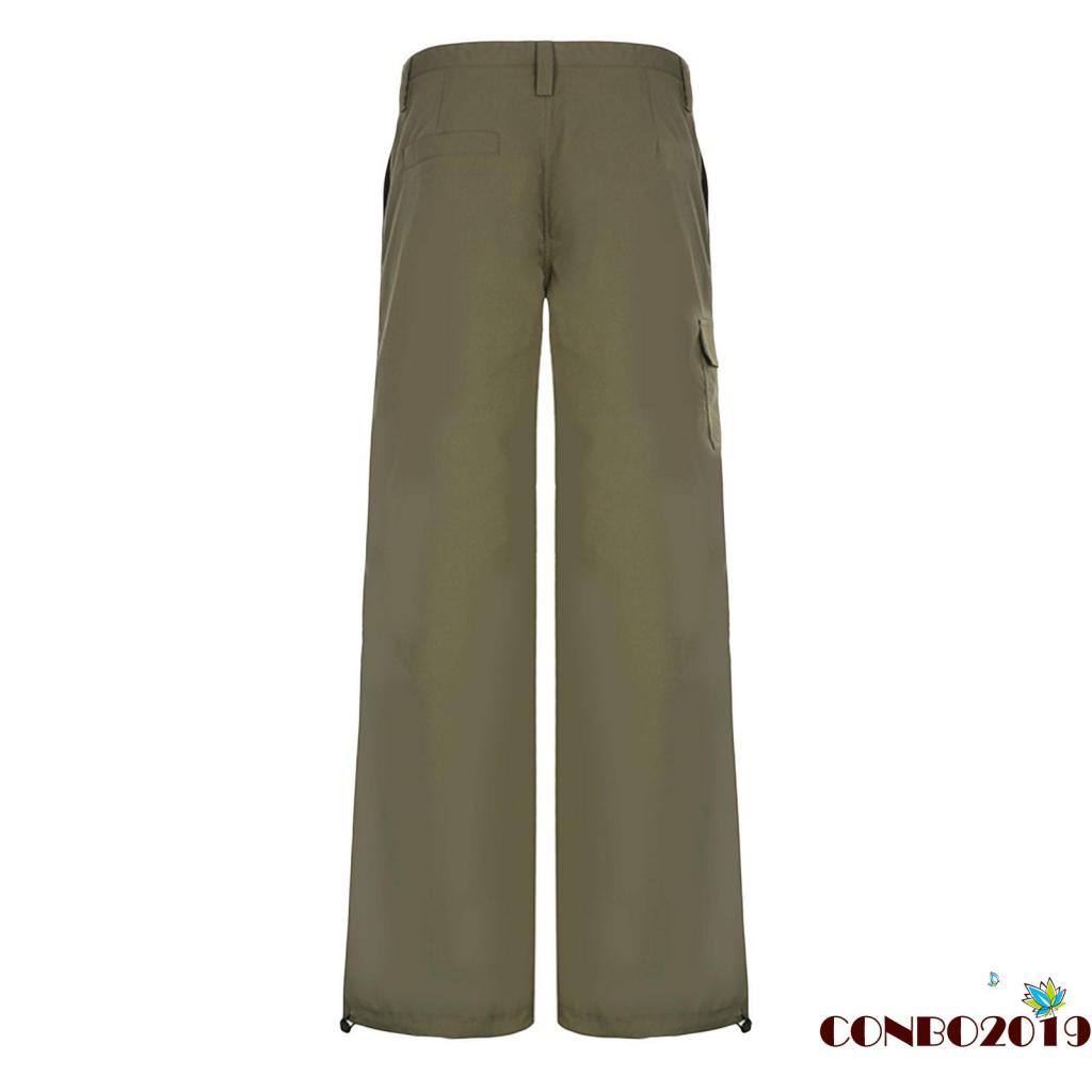 Quần Dài Ống Rộng Màu Trơn Phối Nút Thời Trang Cho Nữ