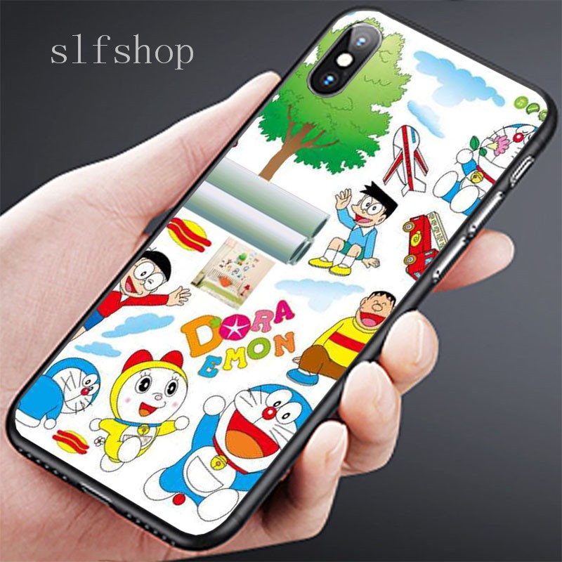 Huawei Honor 4A 4C 4X 8C Note 10 Play 3 4 4t Pro Printed Shell Black soft Phone case Doraemon Robot cat