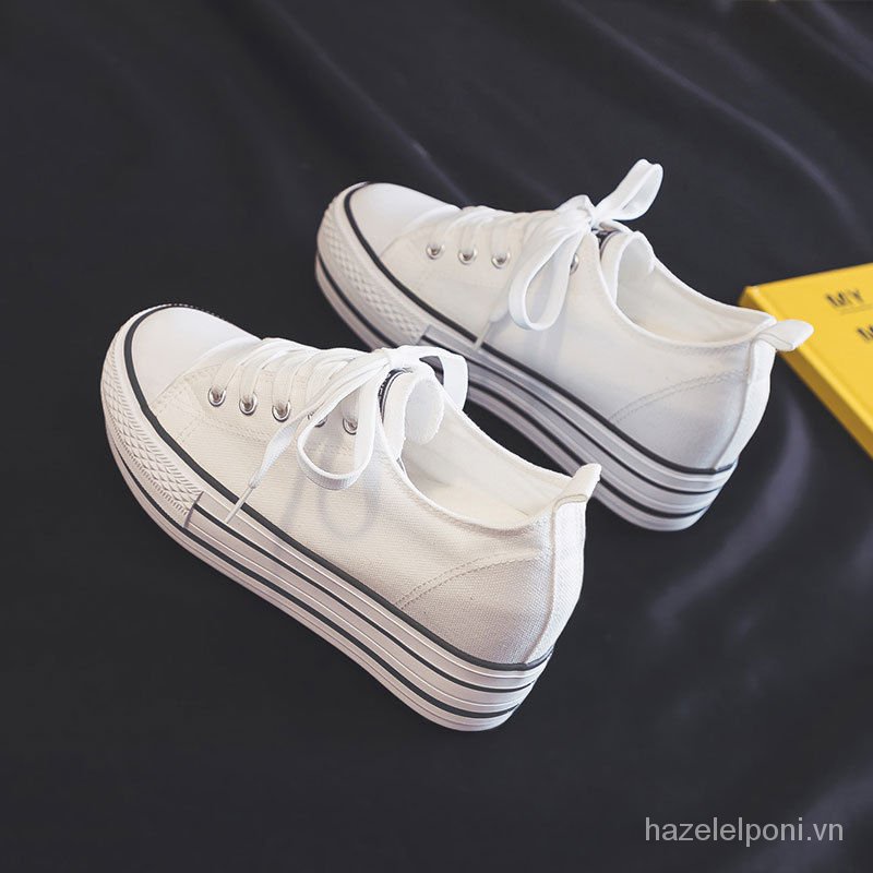 Giày Thể Thao Canvas Đế Xuồng Cao 10cm Thời Trang Thu Đông Cho Nữ 2022