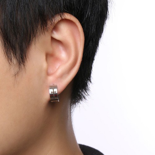 Bông Tai Nam Khoen Tròn Titan Không Đen TT 2991