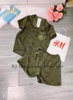 BỘ PIZAMA LỤA NHUNG CỘC TAY
