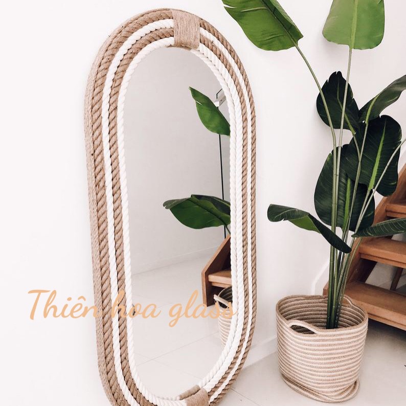 Gương treo tường đan dây thừng chắc chắn trang trí soi toàn thân dán tường