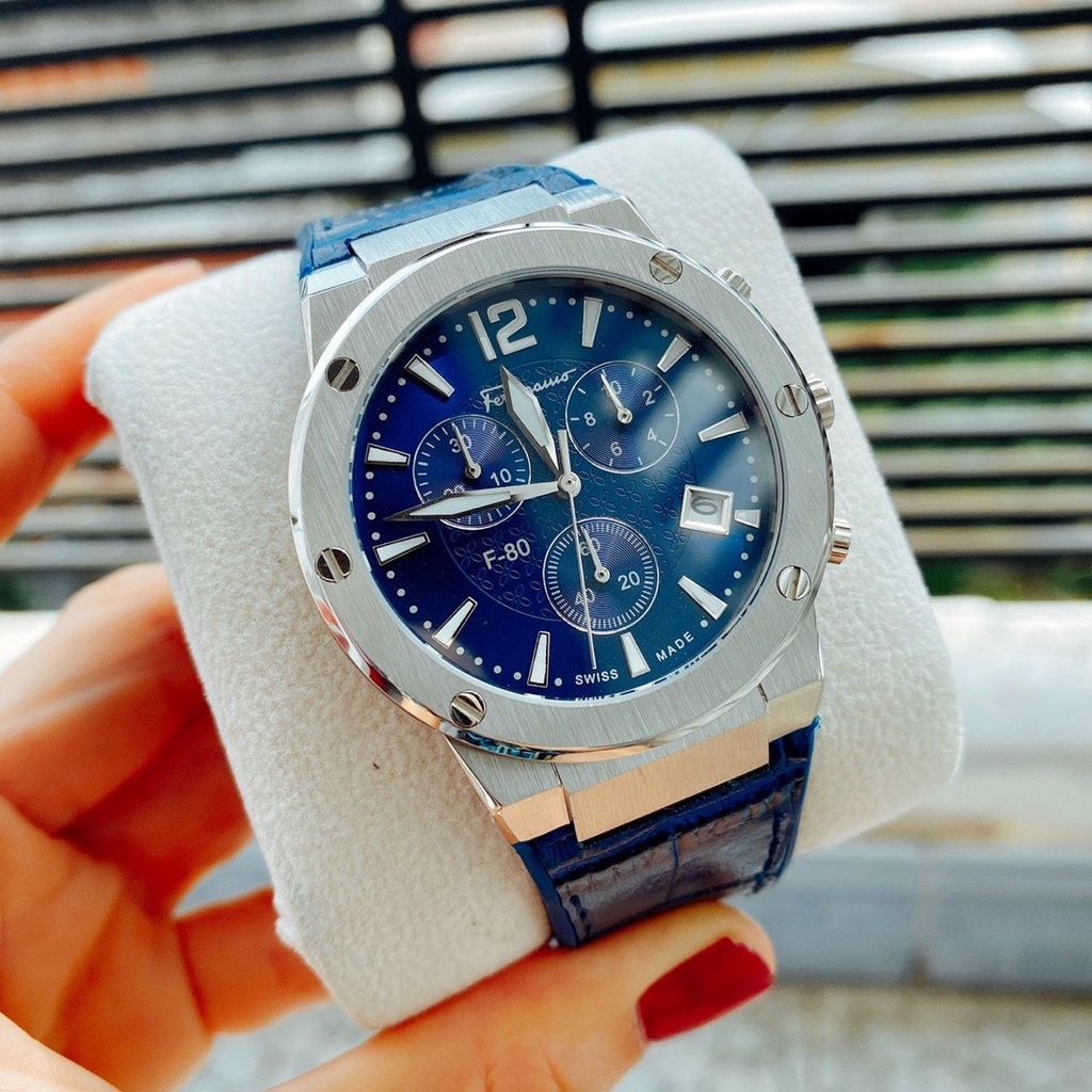 Đồng Hồ Nam Ferragamo F-80 Classic - Máy Pin - Dây Da Cao Su , dây thép Size 43mm