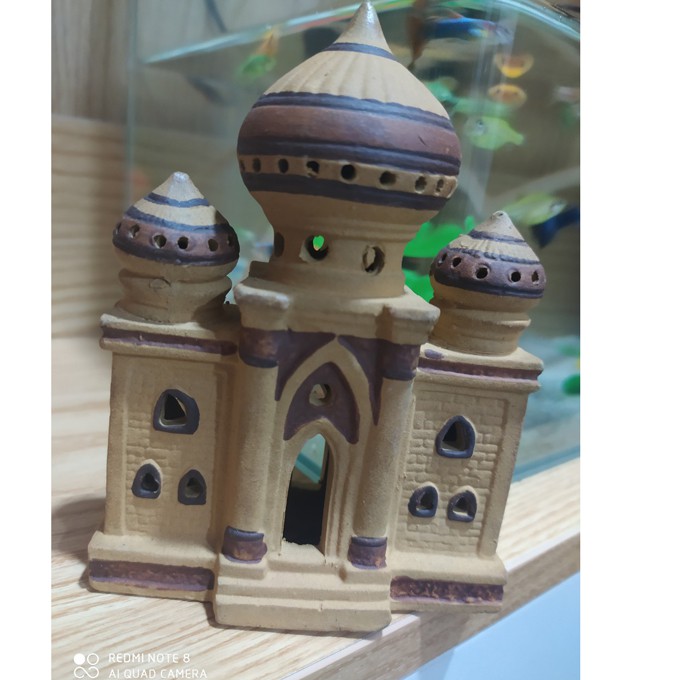 Cổng lâu đài alibaba 9x12 cm cho bể cá cảnh mini gia đình