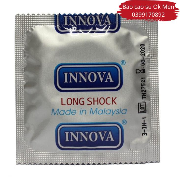 Bao Cao Su Innova Long Shock Vàng Kéo Dài Thời Gian, BCS Gân Gai, Nhiều Gel Hộp 12 BCS