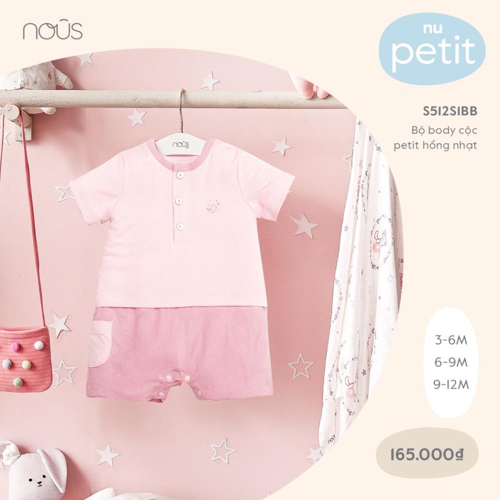 Bộ Quần Áo Cộc Liền Thân Cao Cấp Nous Màu Ghi Bé Gái - Chất Liệu Nu Petit Mềm Nhẹ (Size Từ 3-12M)