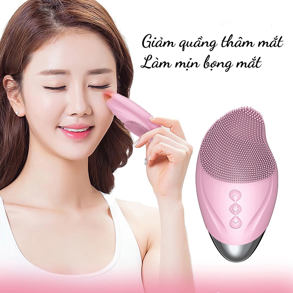 Máy rửa mặt silicon, massage mắt, làm ấm giảm nhăn bọng mắt h2c
