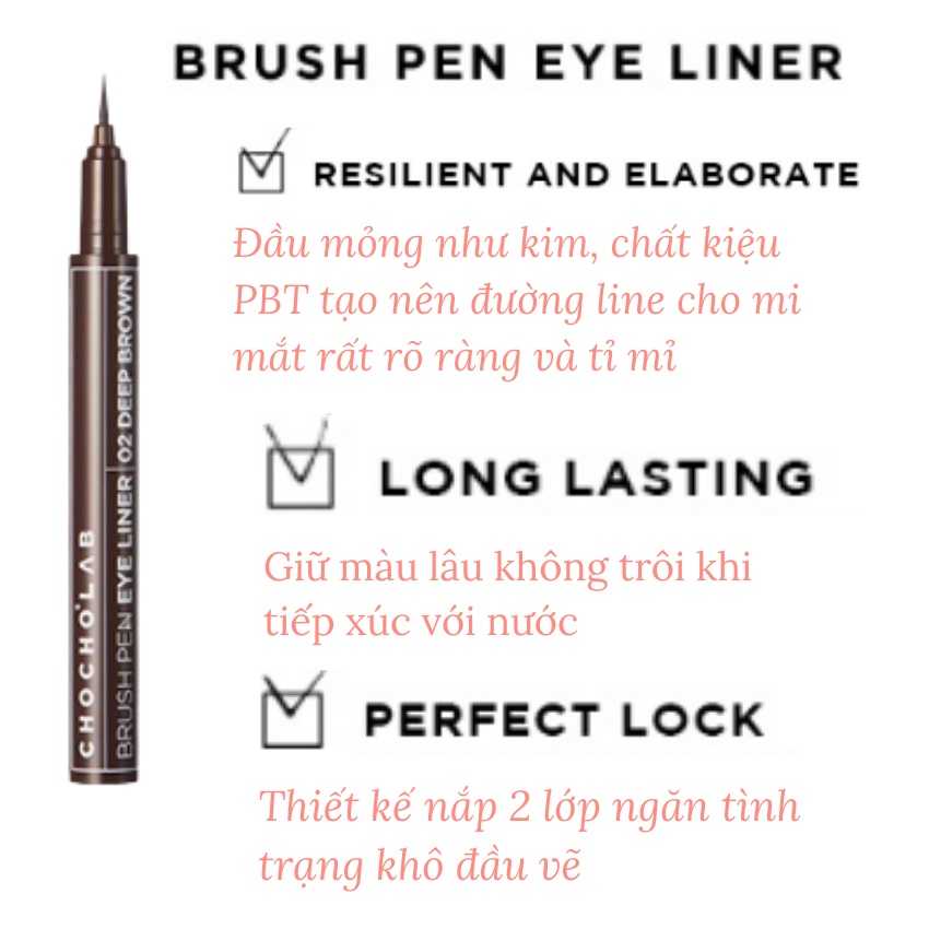 Chì Kẻ Mắt Nước Lâu Trôi Bám Màu Tốt Chochoslab Brush Pen Eyeliner - KOBE YOUNG