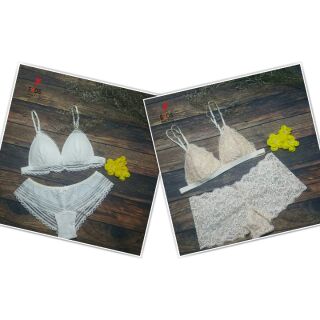 Combo 2 set áo lót bralette nude và trắng