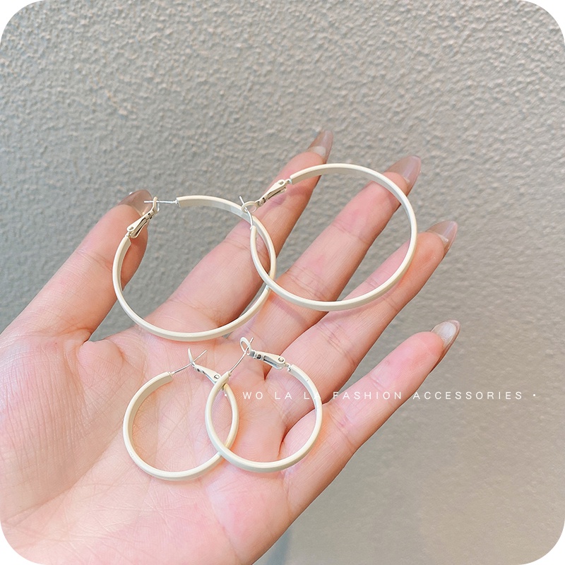 Bông tai hình tròn lớn bằng hợp kim phong cách Hàn Quốc thời trang