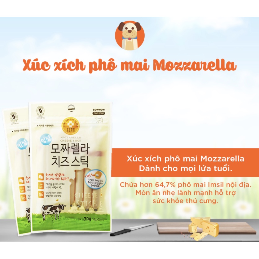 Xúc xích phô mai cho chó Mozzarella
