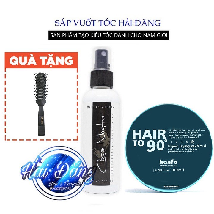 [CHÍNH HÃNG-TẶNG LƯỢC] COMBO Sáp vuốt tóc Kanfa Hair To 90 + Xịt Tạo Phồng Cosa Nostra