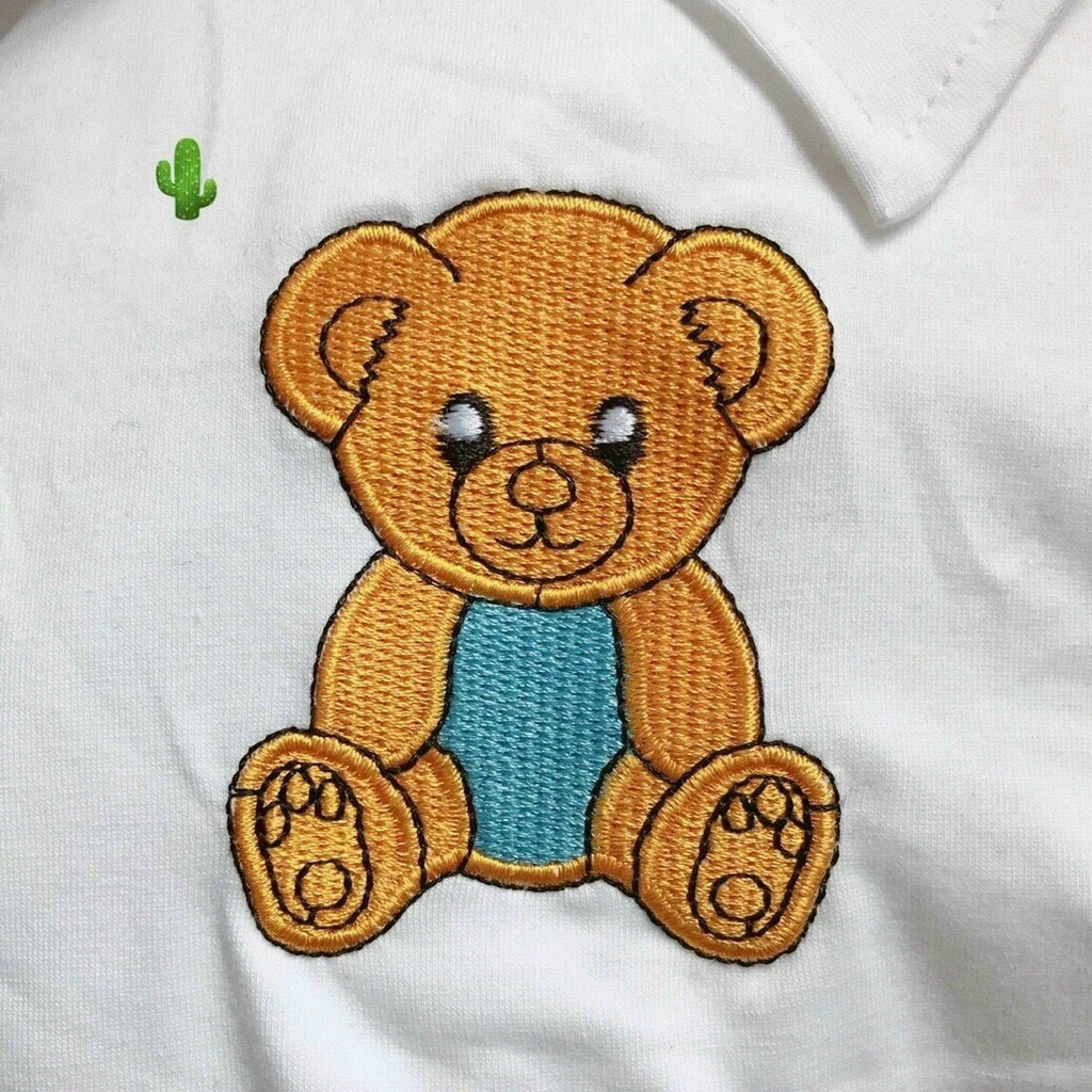 đầm cổ bẻ xinh xinh thêu gấu ảnh thật