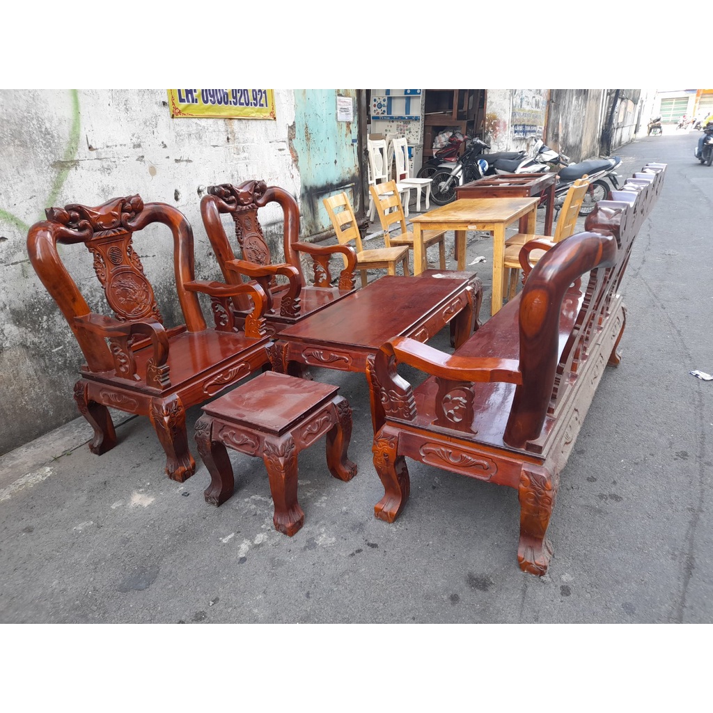 Thanh lý bộ salon gỗ tràm tay 10 chạm cũ giá rẻ