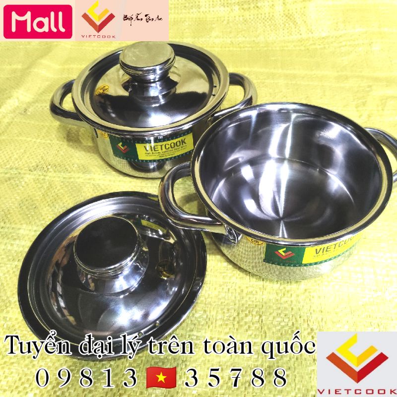 Nồi inox size 14 cm đáy từ chính hãng Vietcook