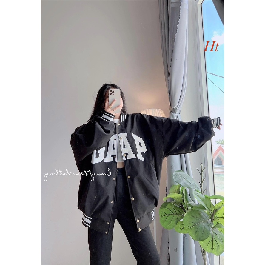 [ XẢ HÀNG ] Áo Khoác gió Bomber GAP 2 màu đen + trăng
