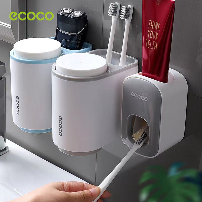 Giá đỡ bàn chải đánh răng treo tường ECOCO Máy ép kem đánh răng Kệ phòng tắm E1905 E1922